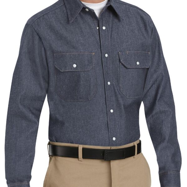 Men's Tall Deluxe Denim Long Sleeve Shirt Thumbnail